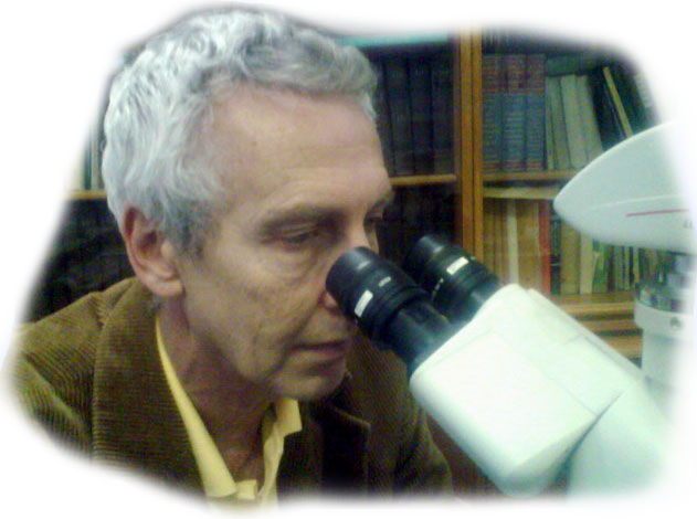 Peter Gregor with microscope